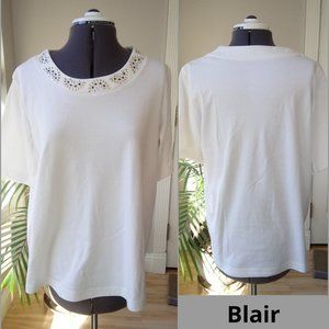 Blair White Oversized Tee w/ Metal Stud Detail